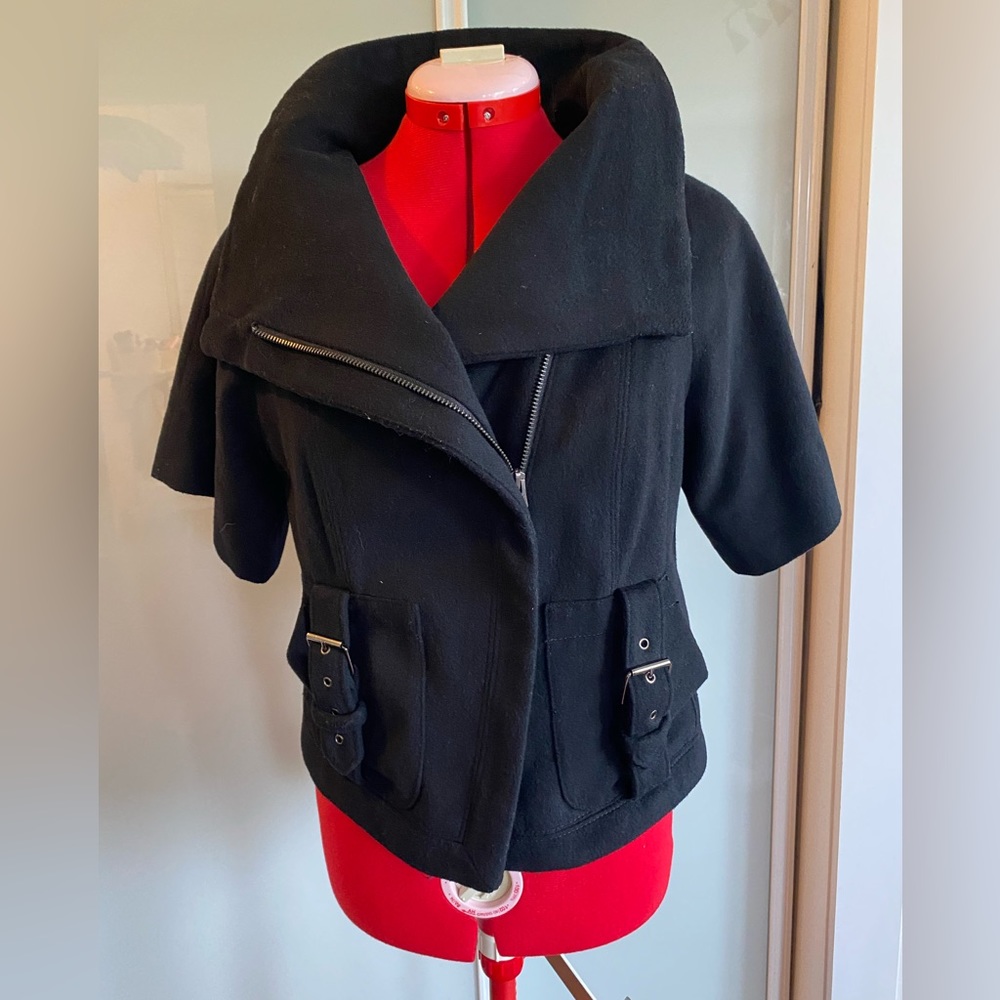 Armani Exchange Black asymmetrical zip jacket chest 37 waist 36 .